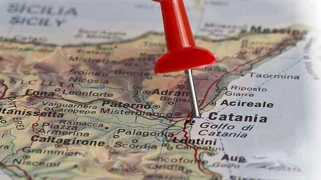 Mappa del territorio con indicatore geografico sulla città di Catania per i servizi idraulici della ditta.